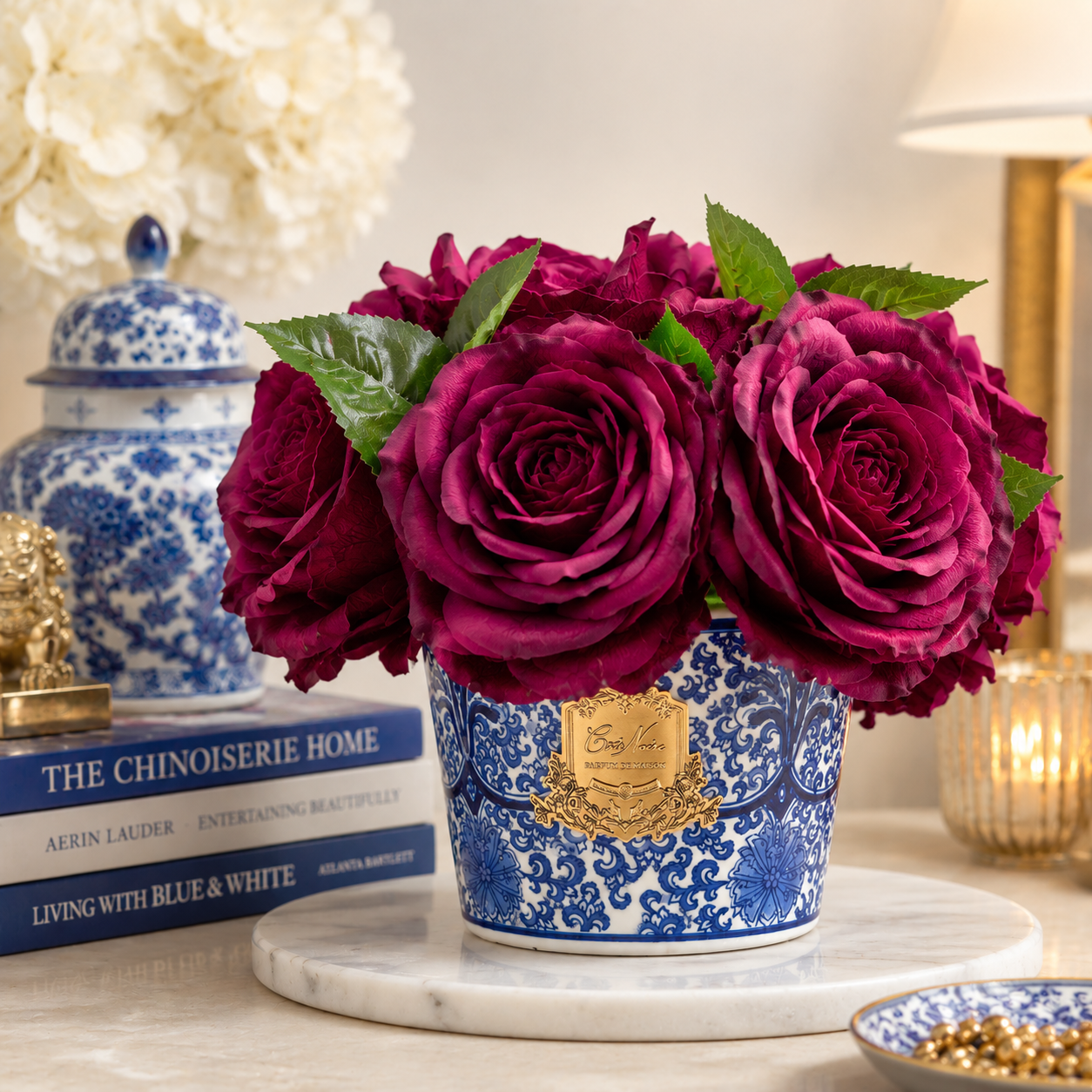Chinoiserie Collection - Crimson Red Vintage Peonies