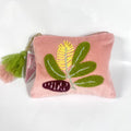 Wattle Embroidered Velvet Pouch