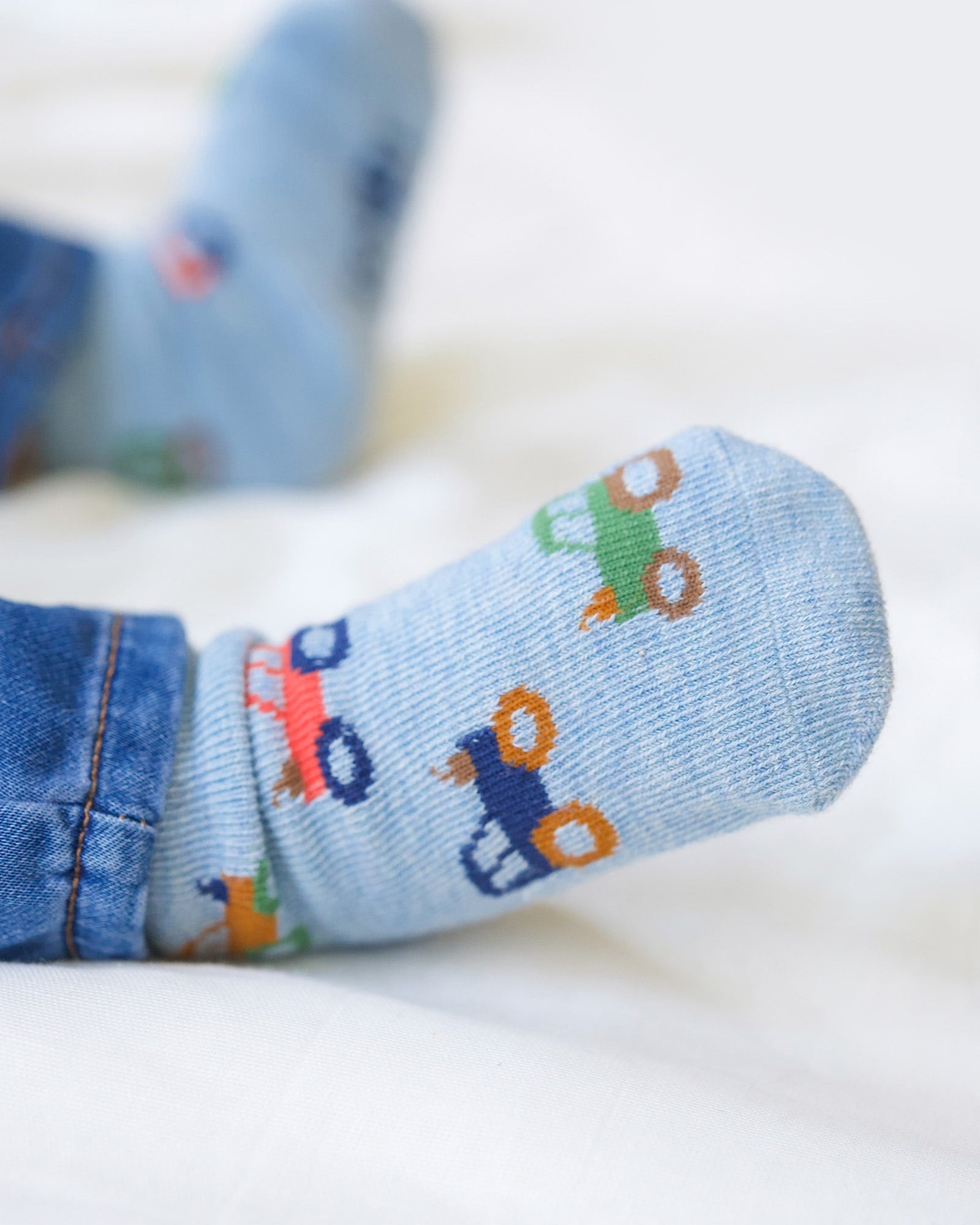 Organic Socks Ankle Jacquard Tiny Tractors