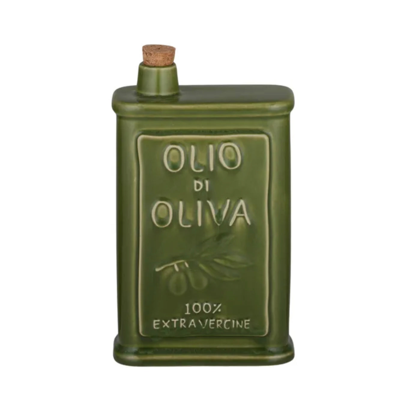 Ceramic Olive Oil Bottle - Olive green